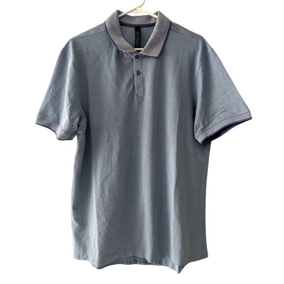 Lululemon Men's Blue Size Large Live In Practice Short Sleeve Polo Shirt LN VGC - Picture 1 of 4